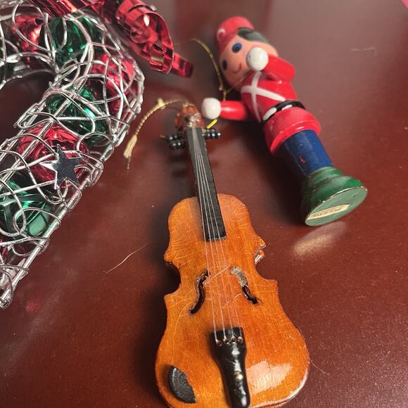 Vintage Christmas Ornaments Lot Santa Elf Candy Cane Violin 12 Days Mixed 19 Pc - Picture 8 of 11